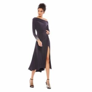 Mac Dugall Elegant Asymmetrical Neckline, Beaded Zippered Cuffs NWT Size 14​